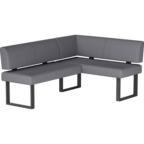 Linden Dining Nook in Gray Leatherette & Black Steel
